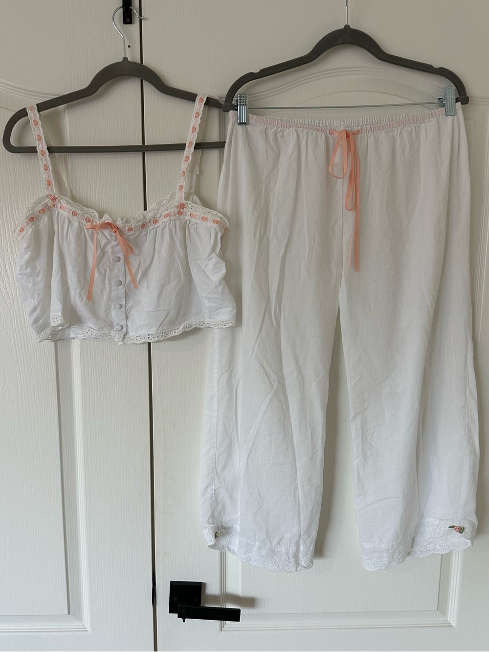 kitteny hailey bieber cotton lace pajama set